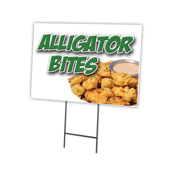 Signmission Alligator Bites Yard Sign & Stake outdoor plastic coroplast window, C-1824 Alligator Bites C-1824 Alligator Bites - main